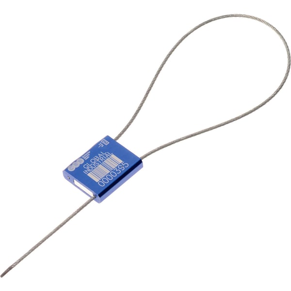 Metal Cable Seal, 1/16x12L, Blue, 50PK